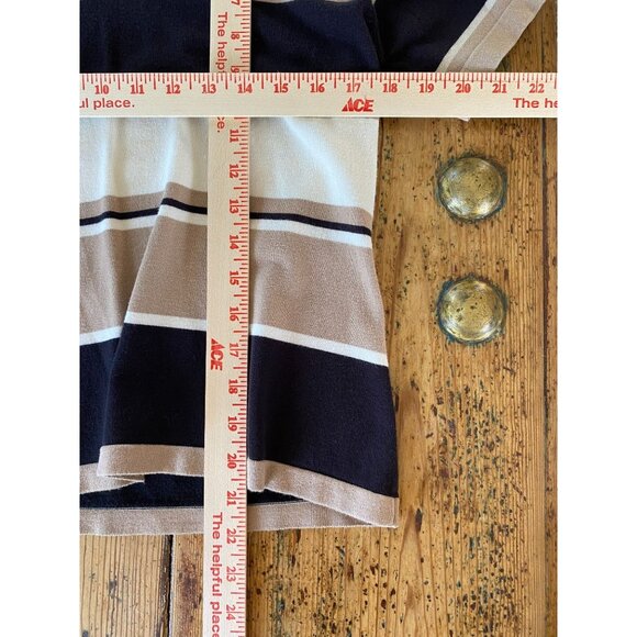Croft & Barrow Womens Striped Knit Sweater L Rayon tan/black v-neck short sleeve - Picture 6 of 6
